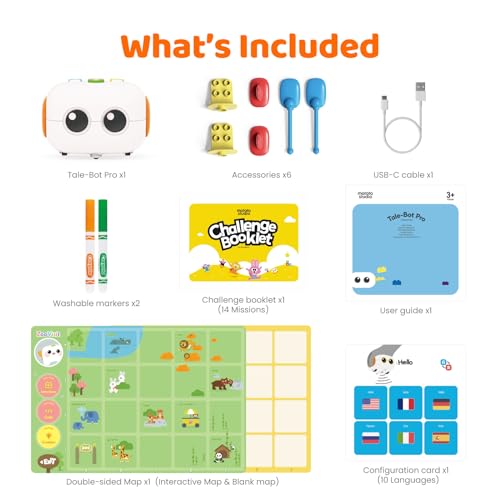 Talebot Pro Coding Robot with Activity Box, STEM Robot for Kids 3+ to Learn Programming, Educational Learning Toy for Toddlers Homeshool Classroom Pre-K