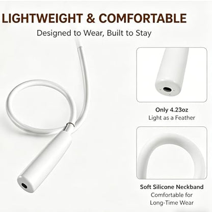 Neck Wear Magnifying Glass with Light, Hands Free Flexible Gooseneck Magnifier LED Lamps for Craft Hobby, Painting, Reading, Sewing, Close Work (White)