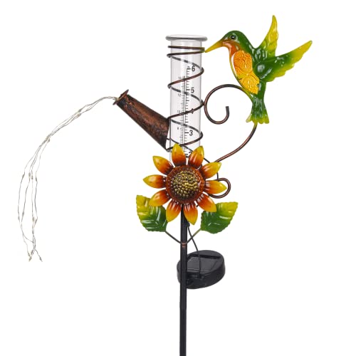 Stargarden Rain Gauge Outdoor-36 Inch Hummingbird Solar Rain Gauge - color: Hummingbird-C