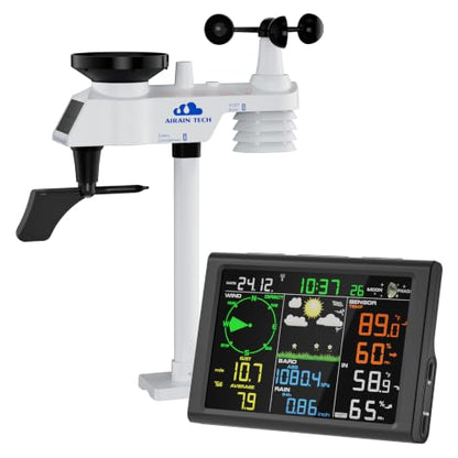 Wireless Weather Station, Equipped with Outdoor Wireless sensors, Atomic Clock, rain Gauge, Wind Speed/Direction,Moon Phase, Barometer,Temperature/Humidity,Weather Forecast,etc. (no WiFi)