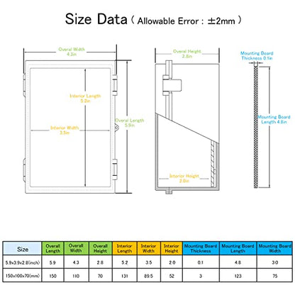 Junction Box IP65 Waterproof ABS Plastic Enclosure Hinged PC Clear Cover Electrical Project Box with Mounting Plate, Wall Brackets, Cable Glands 5.2" x 3.2" x 2.6" - color: Clear Cover, size: 5.2" x 3.2" x 2.6"