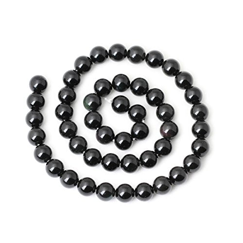 45PCS 8mm Natural Black Obsidian Gemstone Round Loose Beads Crystal Energy Stone Healing Power for DIY Jewelry Making 1 Strand 15" - color: Black Obsidian, size: 8mm