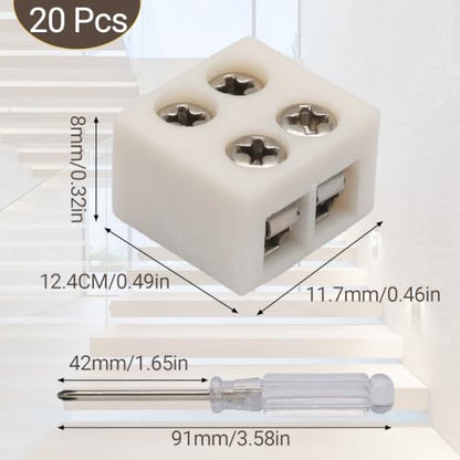 20 Pcs 2 Pin 10mm LED Strip Connector, Solderless Terminal - size: 2Pin 10mm