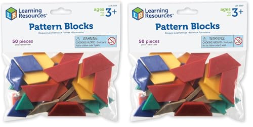 Learning Resources Pattern Blocks Smart Pack, Developmental Toy, Shapes, Patterns, 50 Pieces (Pack of 2) - size: 0.5cm (Pack of 2)