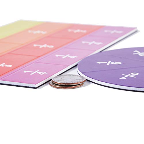 ZazzyKid Magnetic Fraction Tiles & Circles, 156pcs, 12 Color Coded, Fraction Manipulatives (Pack of 3) - size: Medium (Pack of 3)