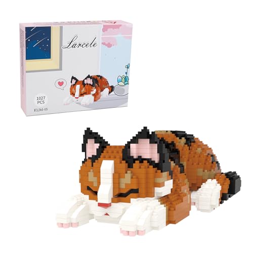 Larcele 1027 Pcs Tortoiseshell Cat Pet Micro Blocks Toy for Kids 8+ KLJM-05 - style: Tortoiseshell Cat