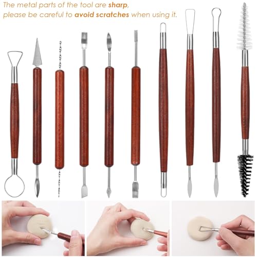 Blisstime 42pcs Pottery Tools, Clay Tools, Sculpting Tools, Pottery Kit, Air Dry Clay Tools, Pottery Clay Kit for Pottery Wheel, DIY Arts and Crafts - color: Red