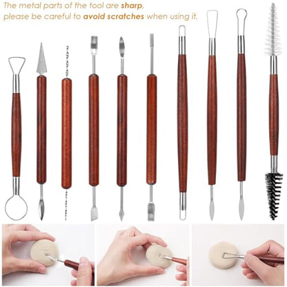 Blisstime 42pcs Pottery Tools, Clay Tools, Sculpting Tools, Pottery Kit, Air Dry Clay Tools, Pottery Clay Kit for Pottery Wheel, DIY Arts and Crafts - color: Red