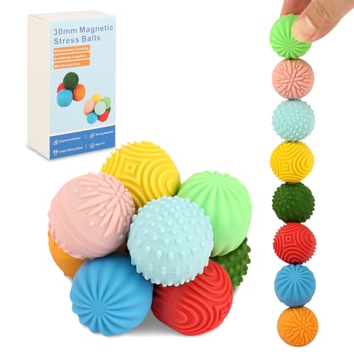 8PCS Silicone Magnetic Balls Fidget Toy, Quiet Fidget Toys for Teens Adults - color: Multi Color Delight Ball ×8