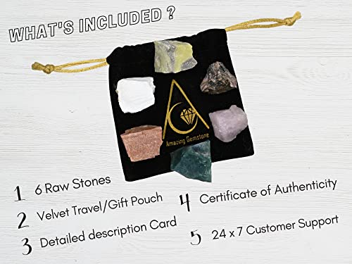 Amazing Gemstone Crystals for Love Manifestation, Set of 6 Rose Quartz, Rhodonite, Peach Moonstone, Serpentine, Scolecite and Moss Agate Healing Crystals and Stones - color: Love Manifestation Crystals