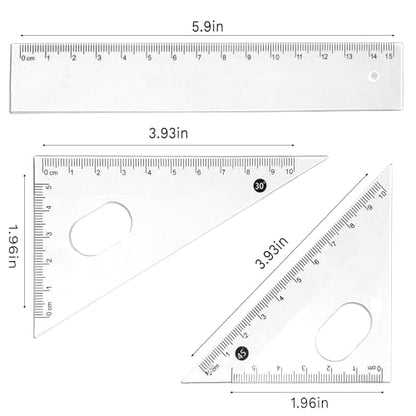 Compass Geometry Tool Protractor and Compass Set with Rulers Math 7 Piece