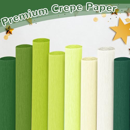 Crepe Paper Streamers 8 Rolls, 10 x 98Inch 8 Green Colors - color: Green