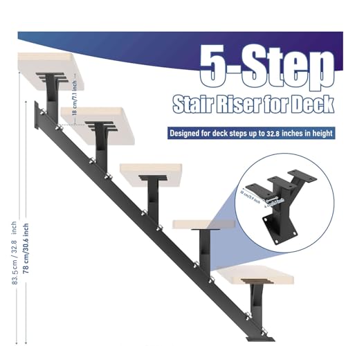 5 Step Metal Stair Stringers,Stair Riser for Deck Height 32.8" - size: 5 Step
