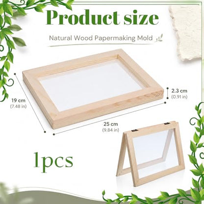 Paper Making Screens Large, 1 Pcs Wooden Papermaking Screen Frame Mould 9.8 x 7.5 Inch Paper-Making Frame for DIY Paper Craft, Dried Flower