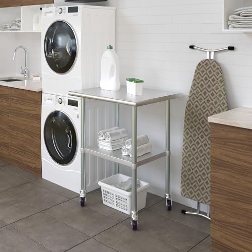 AmGood 24 in. x 30 in. Stainless Steel Work Table with Wheels | Metal Kitchen Food Prep Table | NSF - size: 30 in. Long x 24 in. Deep with Wheels