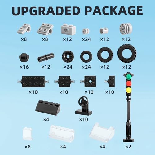 248pcs Wheels and Axles Sets, Classic Car Parts and Pieces, Tires Accessories Building Bulks - Compatible with Lego and All Major Brands