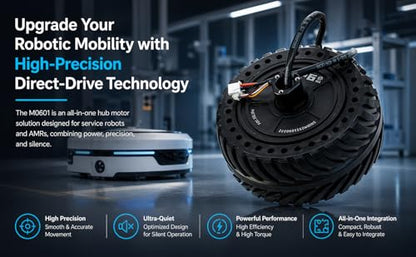 M0601 Direct-Drive Hub Motor for AGV (Right Orientation) | Integrated FOC Servo & 4096-Line Encoder | 102mm BLDC Wheel Motor with RS485 | Low Noise <50dB for Service Robots & ROS AMR - style: Right Orientation