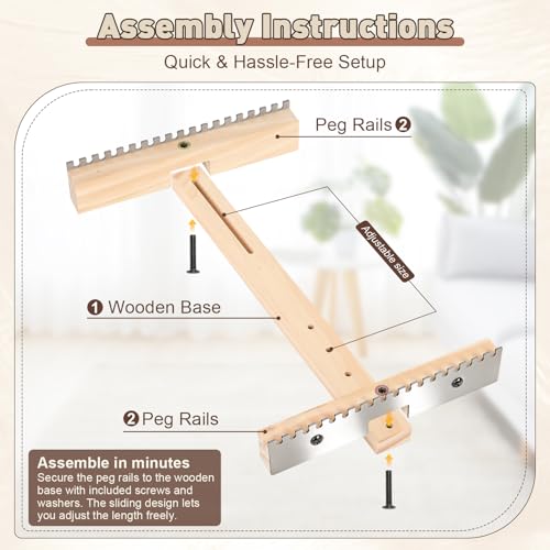 Adjustable Tapestry Weaving Loom, Wooden Loom Kit for Fiber Art Crafts