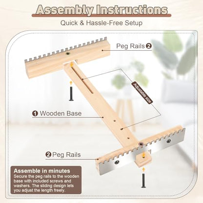 Adjustable Tapestry Weaving Loom, Wooden Loom Kit for Fiber Art Crafts