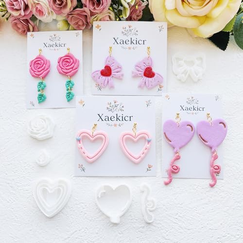 Valentine’s Day Polymer Clay Cutters Set – Romantic Polymer Clay Molds, Clay Cutters, Clay Earring Cutters, Clay Tools - color: 2H color
