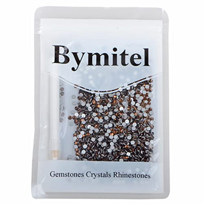 1440PCS Art Nail Rhinestones Non Hotfix Glue Fix Round Crystals Glass Flatback for DIY Jewelry Making with one Picking Pen (ss12 1440pcs, Smoked Topaz) - color: Smoked Topaz, size: ss12 1440pcs