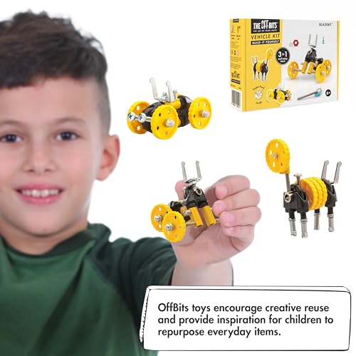 The Off Bits Building Toy - Yellow Vehicle Kit BlazeBit - Building & Construction Toy Tool Set for Kids Including Guide Book - Build-it-Yourself, Gift Ideas for Kids Boys & Girls - style: Modern