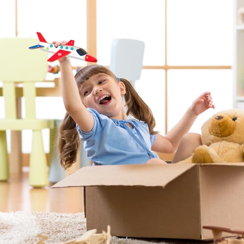 Fennoral 12 Pack 12 Pack 3D DIY Wooden Airplane Craft Kit for Kids - color: Airplane