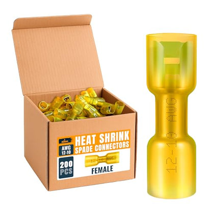 ALBO Heat Shrink Crimp Connectors (Female Yellow 12-10 AWG) - color: Female Yellow 12-10 AWG