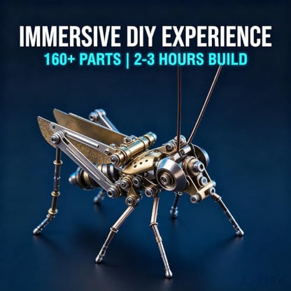 Steampunk Cricket 3D Metal Puzzle Model – 160+ Pcs Mechanical Screw Assembly Kit Level 3/5 3 Hrs Build No Glue Desk Ornament Birthday for Father Husband(Cricket) - style: Cricket