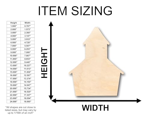 Unfinished Wood School House Shape Craft up to 46" DIY 12" / 3/4" - size: 12", style: 3/4" Thick Wood