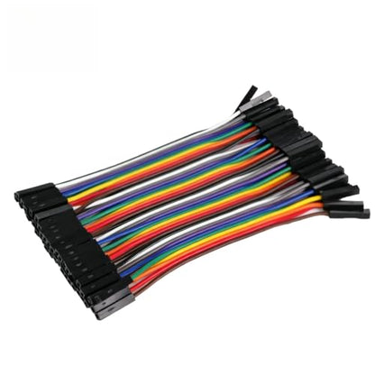 40pcs 10cm Female to Female Dupont Jumper Wire, 40Pin Pin Header Connector Cable Kit 2.54mm Rainbow Ribbon F-F for Arduino Raspberry Pi Board to Board Electronics Prototyping - size: 10cm 40PCS F-F