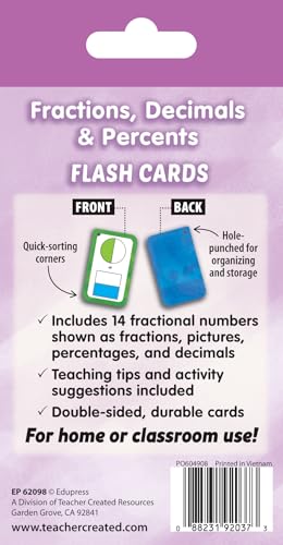 Teacher Created Resources Fractions, Decimals & Percents Flash Cards (EP62098)