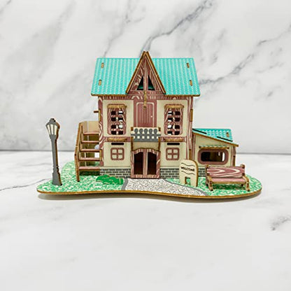 Log Cabin Mini House 3D Wooden Puzzle Building Kit for Adults Teens