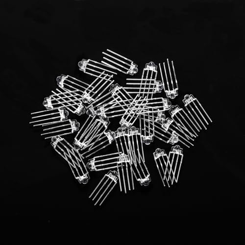 100PCS 3mm RGB LED Diodes, Common Cathode, 4-Pin Through-Hole - color: Rgb Common Cathode 4 Pins, size: 3MM