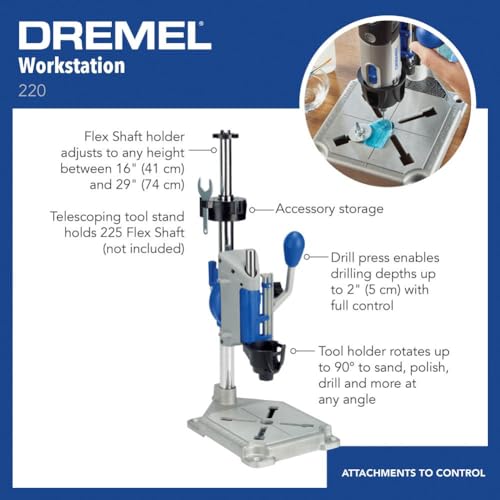 Dremel Drill Press Rotary Tool Workstation Stand (220-01) - size: Silver, style: Industrial