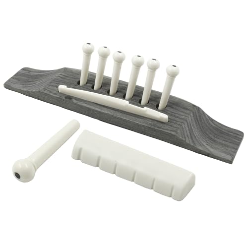 Bonsicoky 6 String Acoustic Guitar Rosewood Bridge Set, White - color: White, Style 1