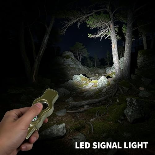 Emergency Survival Safety Whistle，Whistle for Kids with Lanyard,Compass,Thermometer,Ideal for Kayaking, Boating, Hiking, Camping, Climbing - color: Army Green Whistle 2pcs