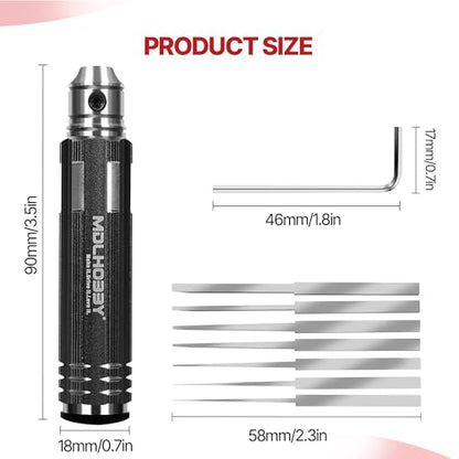 Metal Scribe Tool with 7 Blades (0.1/0.2/0.4/0.6/0.8/1.0/2.0mm) - color: Black