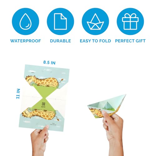 WOYS Floating Origami Boats | Savannah Set | Waterproof Premium Reusable Paper | Screen-Free DIY Arts & Crafts Activity & Gift | 5 Sheets | Bath, Pool & Indoor Play - color: SAVANNAH