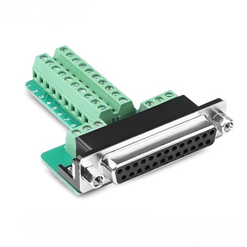 4PCS DB25 Female Solderless Breakout Connector, RS232 D-SUB DB25 Serial to 25Pin Port Terminal Block with Case Long Bolts Tail Pipe - style: Female