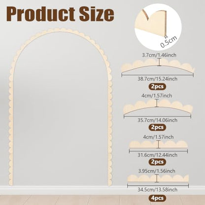 OLYCRAFT 10Pcs Unfinished Arch Decorative Wood Trim Scalloped Wood Trim Pre-Cut Wood Molding Scalloped Edge Decorative Wood Molding Trim for Home Wall Cabinet Shelf Window Door -36x60 Inch - style: Scalloped