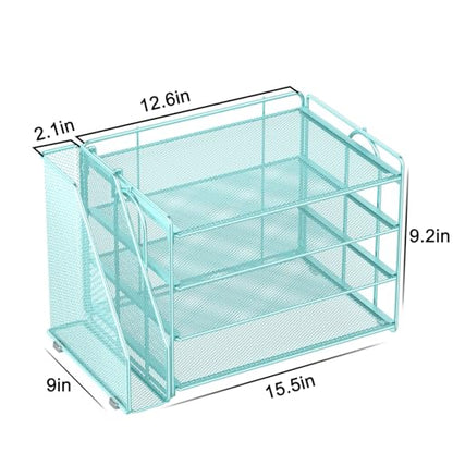 Spacrea 4-Tier Paper Organizer for Desk with File Organizer - color: Blue