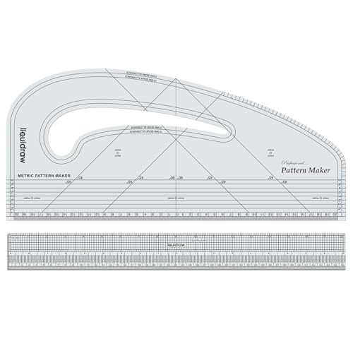Liquidraw Pattern Maker and Grading Ruler Set, Clear Acrylic Sewing Tools - style: Pattern Maker & Grading Ruler Set