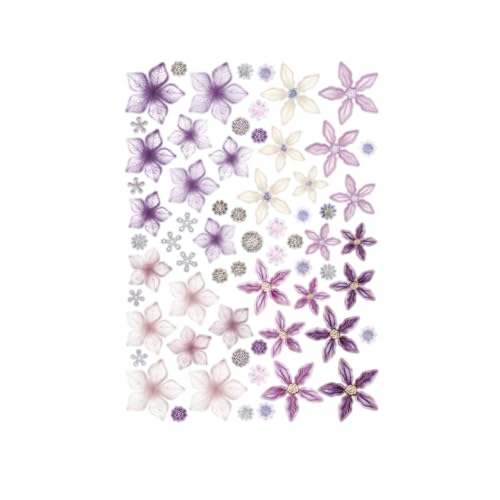 Katy Sue Dusky Violet Blooms, Die Cut Flowers & Leaves Pack. 12 Sheets of Pre-Cut Double-Sided Paper Flowers & Leaves in a Purple Colorway from Card Making Supplies. UK-Made.