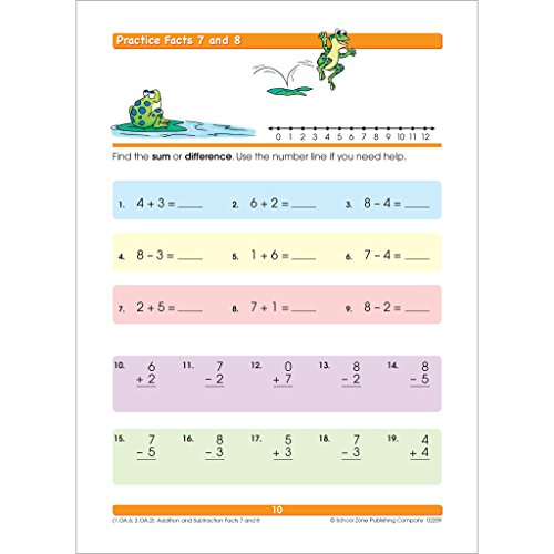 School Zone Addition & Subtraction Workbook: 64 Pages, 1st Grade, 2nd Grade, Elementary Math, Sums, Differences, Place Value, Regrouping, Fact Tables, Ages 6-8 (I Know It! Book Series)