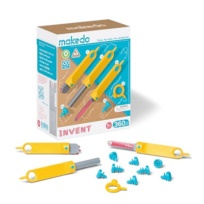 Makedo Invent | Safe Cardboard Construction Tool Kit for Kids, 360 Pieces