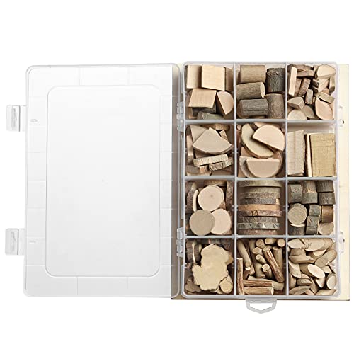 LAZACA Wood Craft Kits DIY, Wooden Loose Parts 250 Pcs, 19.5X13X3.5cm