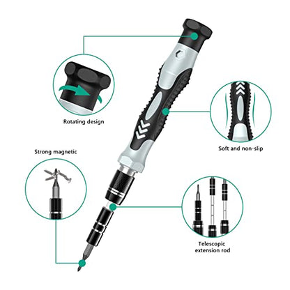 ORIA Precision Screwdriver Set, 108 Bits, Flexible Shaft, Extension Rod - color: Green, size: 132 IN 1