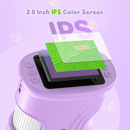 1000X Handheld Digital Microscope for Kids: Pocket Microscope with 2.0" IPS Screen - STEM Toys Birthday Gifts for Girls Boys - Portable Edu Science Kits Toddler Age 3-6 6-12 Purple - color: Purple