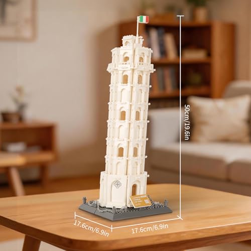 Oichy Leaning Tower of Pisa Building Blocks Set, 1334 PCS Famous Architecture Model Building Kits, Collection Leaning Tower of Pisa Model Blocks for Adults and Kids - color: Leaning Tower of Pisa